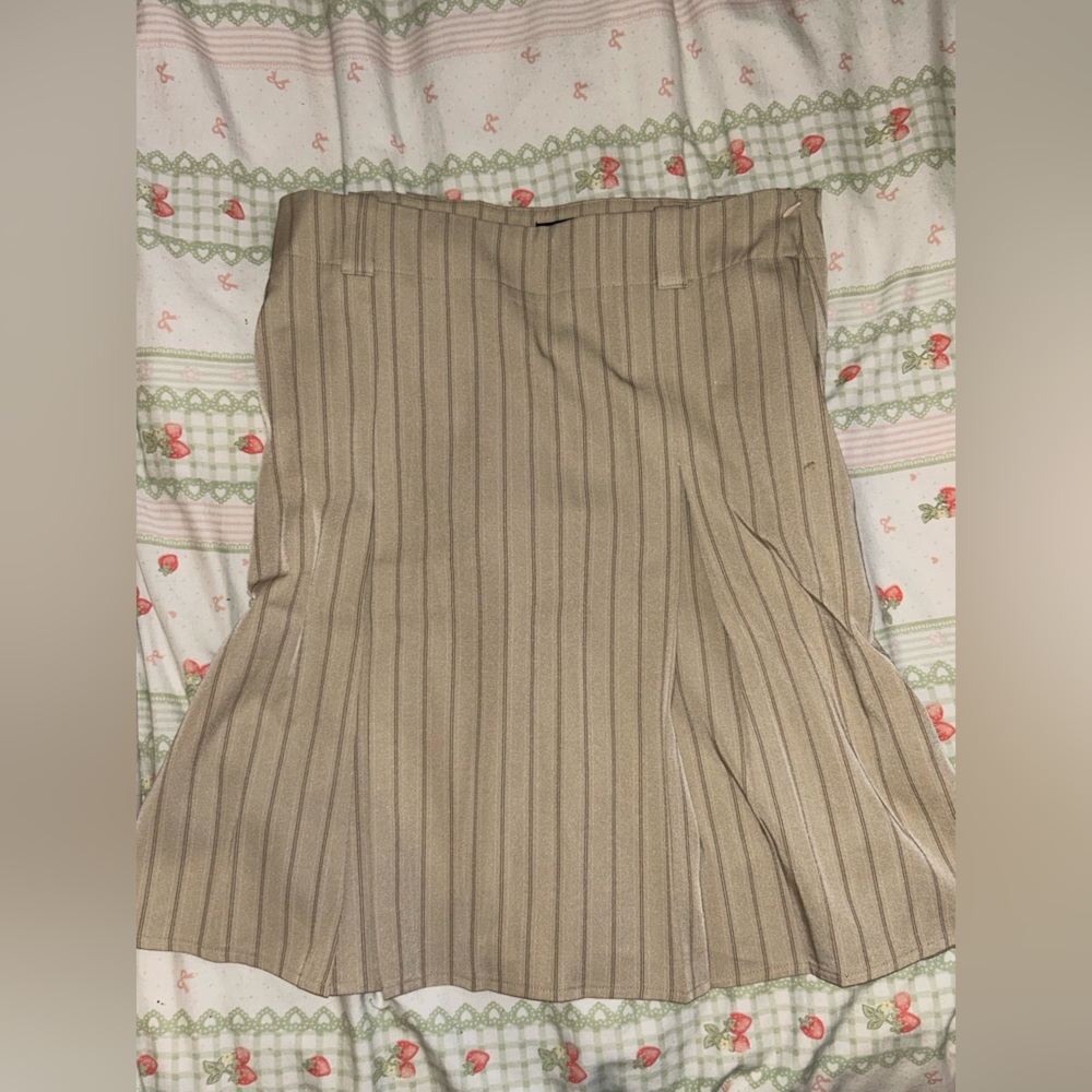 Motel Rocks Beige Pinstripe Midi Skirt